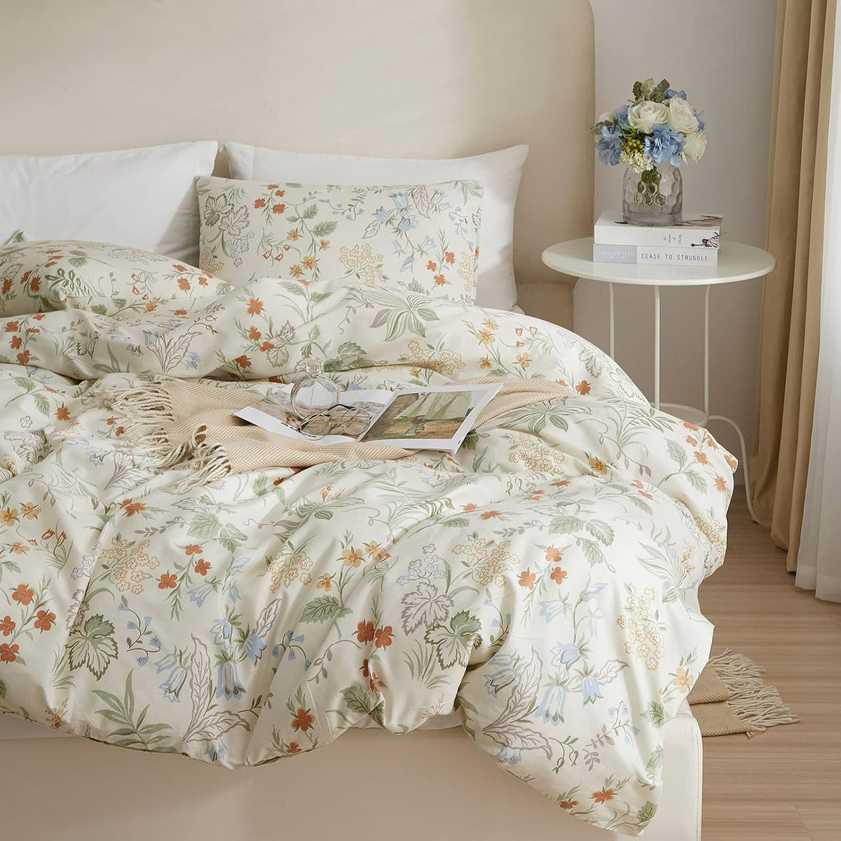 EAVD - Juego de edredón floral vintage fresco tamaño Twin XL, blanc...