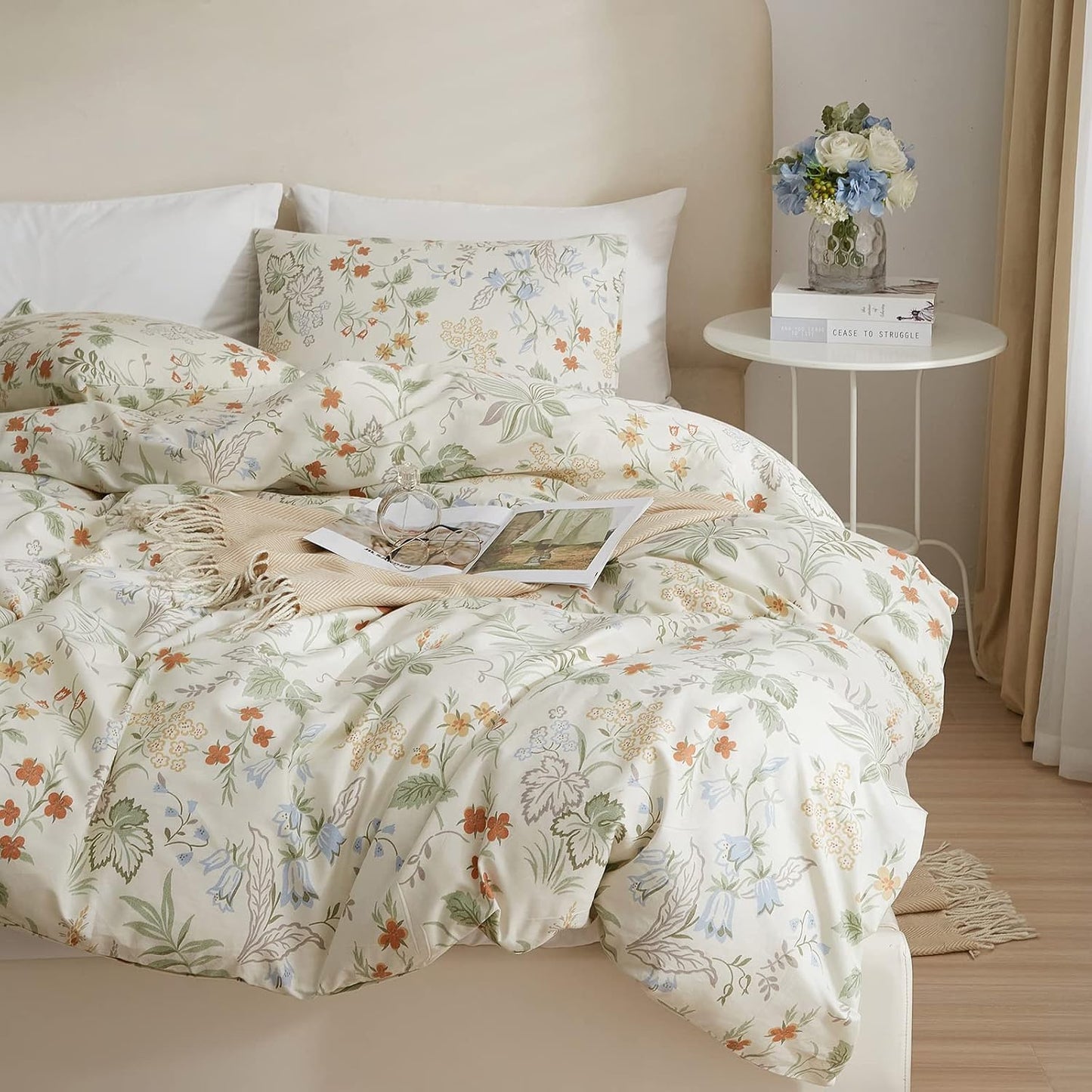 EAVD - Juego de edredón floral vintage fresco tamaño Twin XL, blanc...