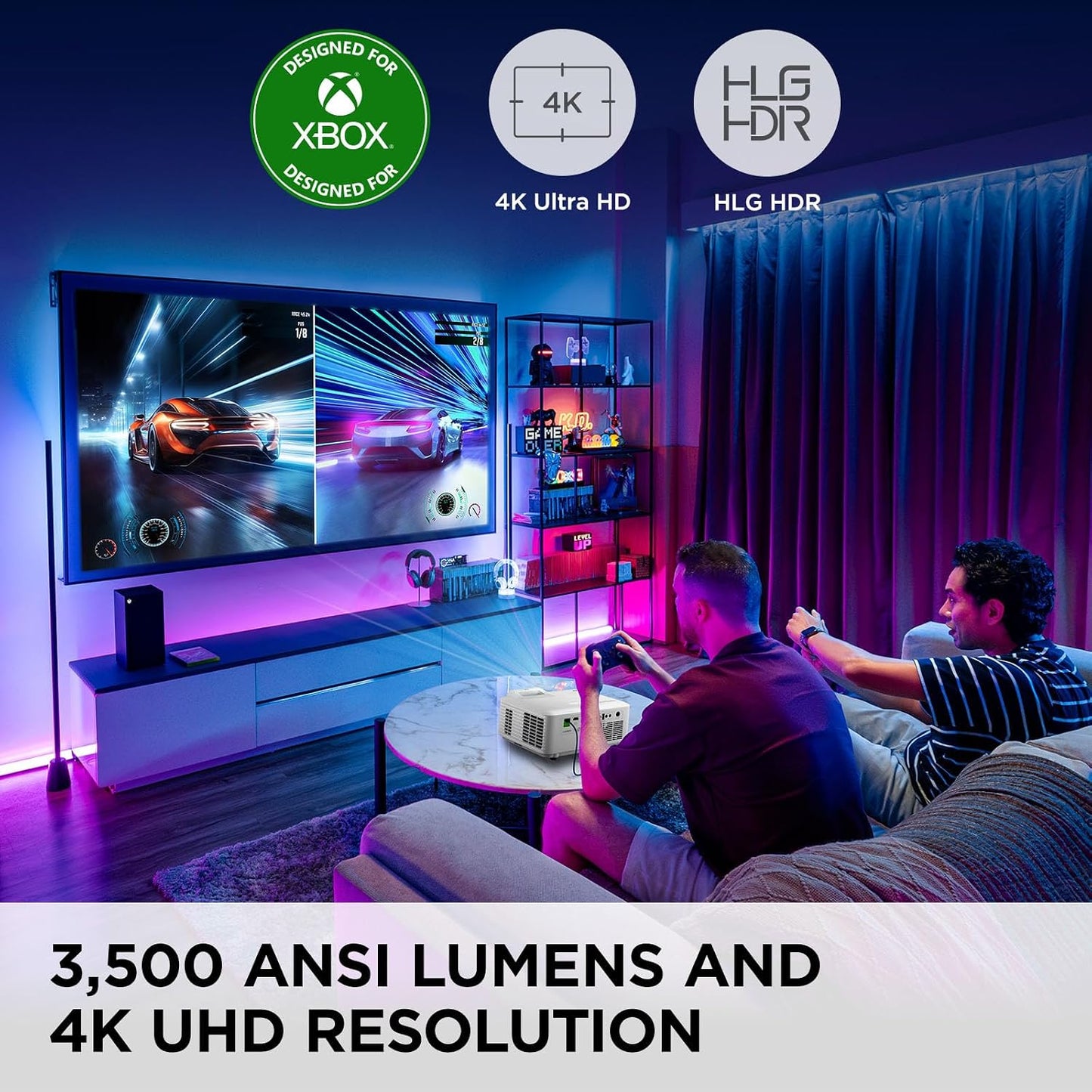ViewSonic LX700-4K UHD Proyector Láser de 3500 Lúmenes Diseñado par...