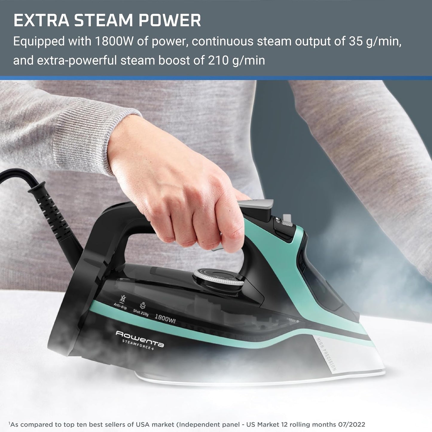 Rowenta Steam Force Plancha de vapor con placa de acero inoxidable...