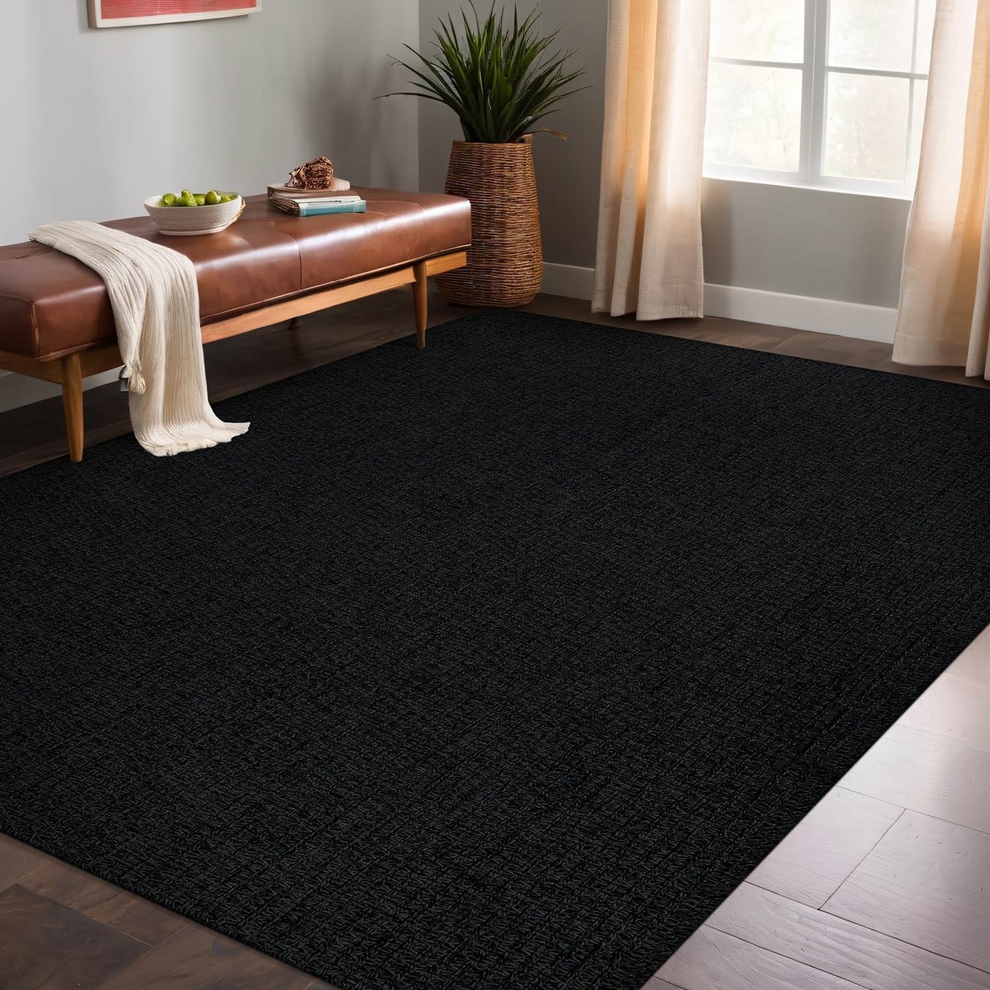 Luul Home Easy Yute Rugs - Alfombra de 8 x 10 pies, color gris oscu...
