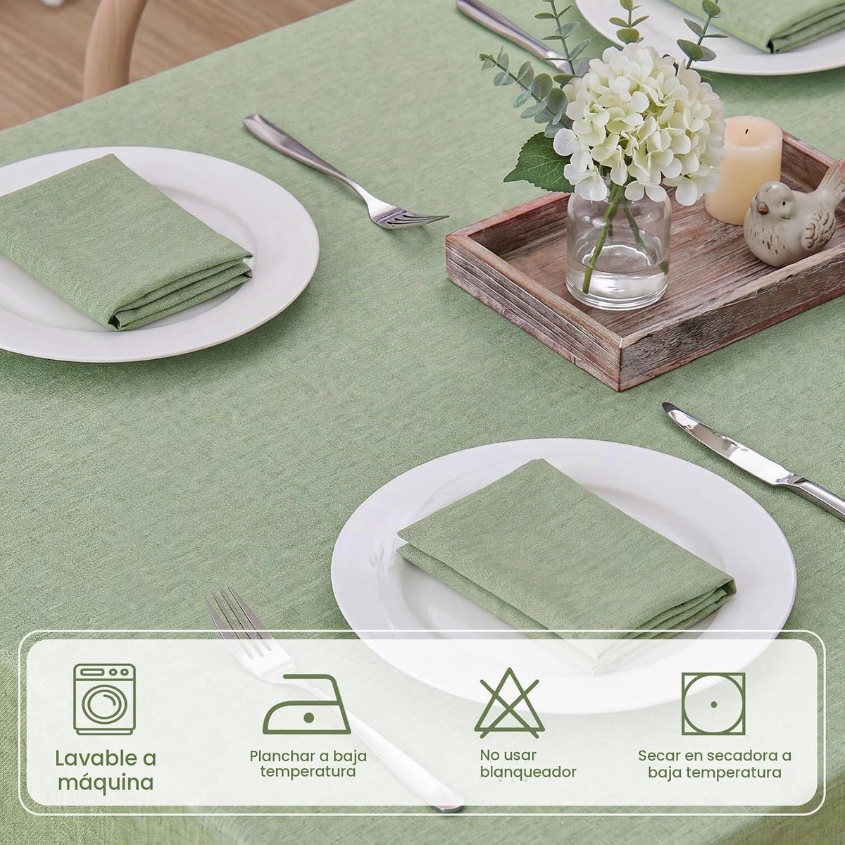Veblandy Mantel rectangular de lino texturizado, impermeable y resi...