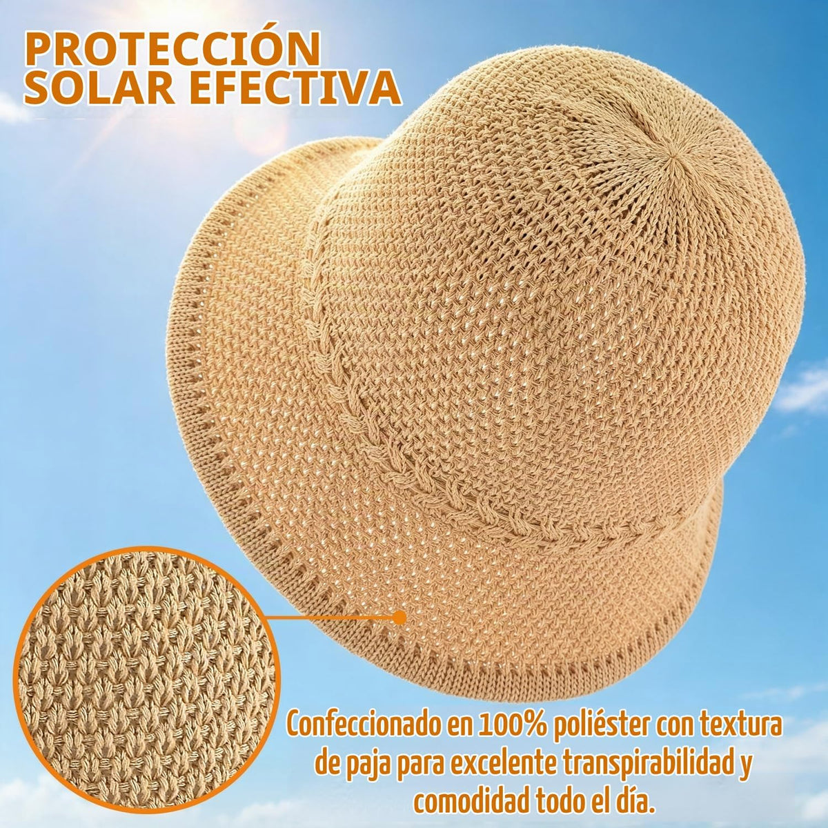 Sombrero de pescador de ganchillo para mujer, sombrero ligero de pa...