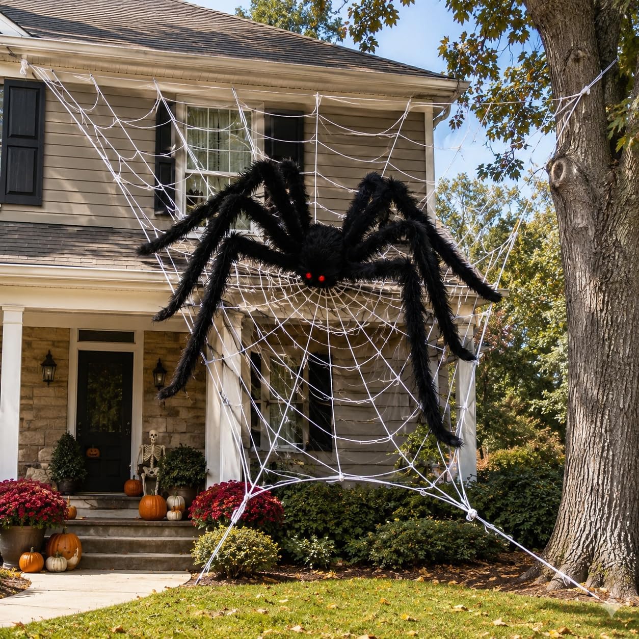Araña gigante de 15 pies para decoración de Halloween al aire libre...
