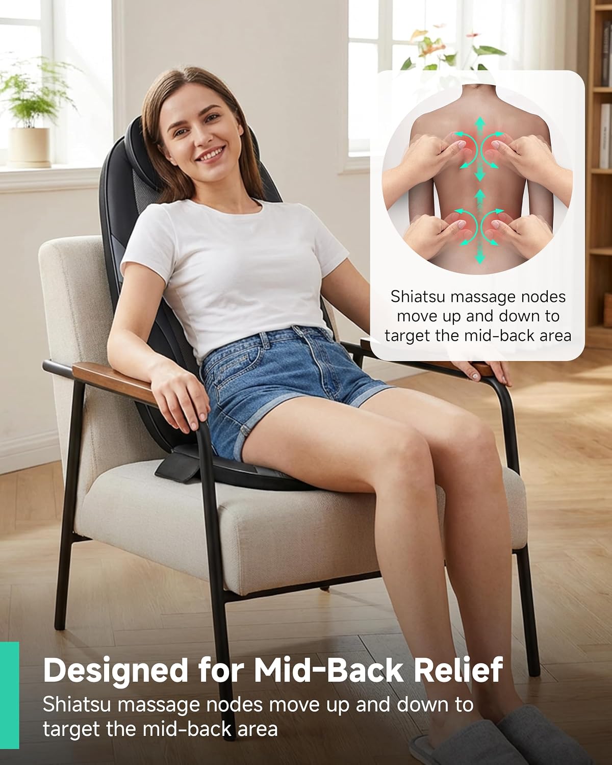Snailax Shiatsu - Masajeador de espalda con almohadilla de masaje t...