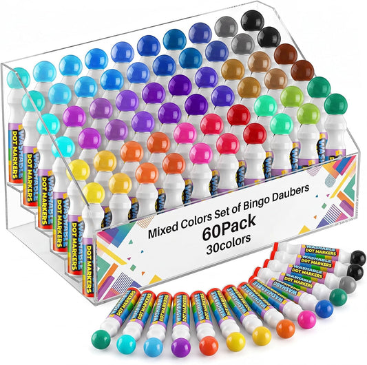Crtiin Juego de 60 marcadores de puntos de colores mixtos en 30 col...