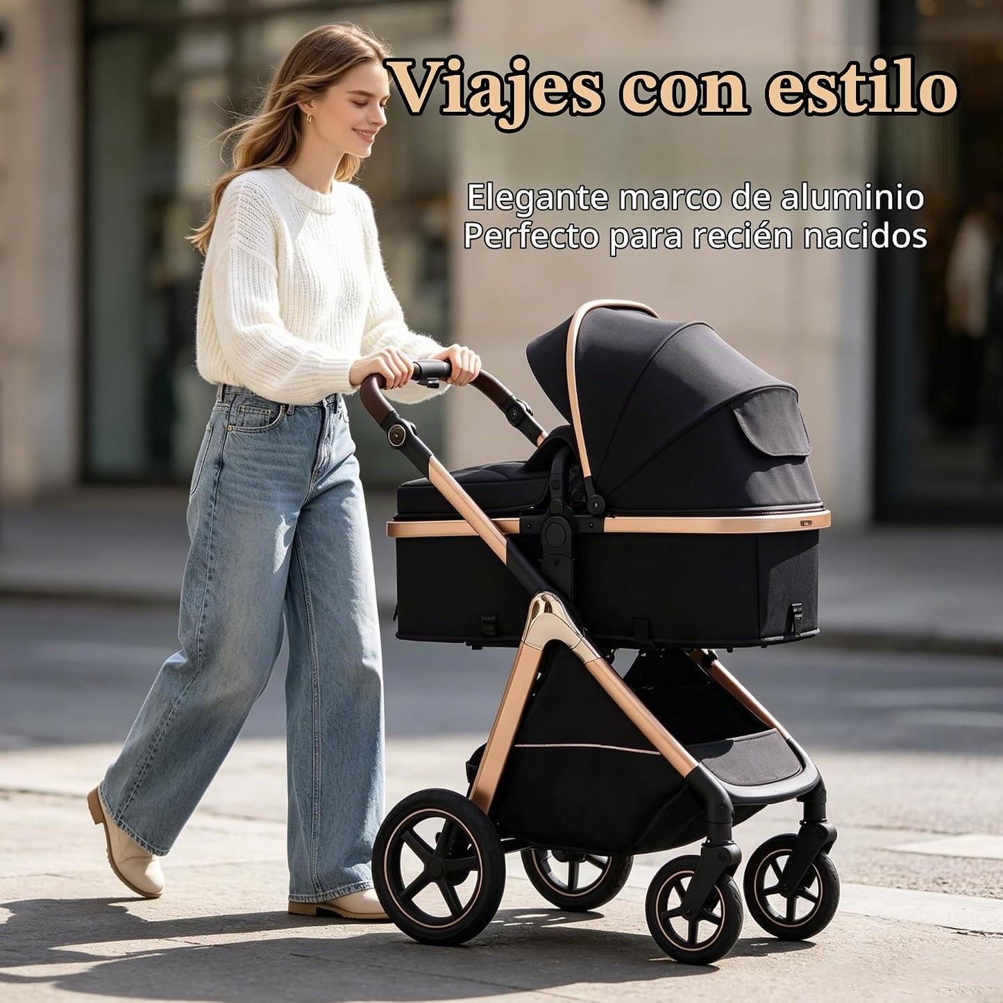 Cochecito de bebé convertible 2 en 1, asiento reclinable reversible...