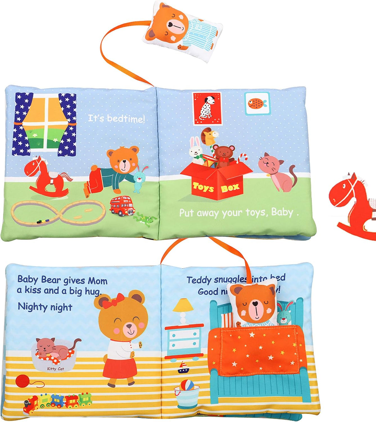 Bebe Mondo Juguete de oso de peluche con espejo, libro suave para b...