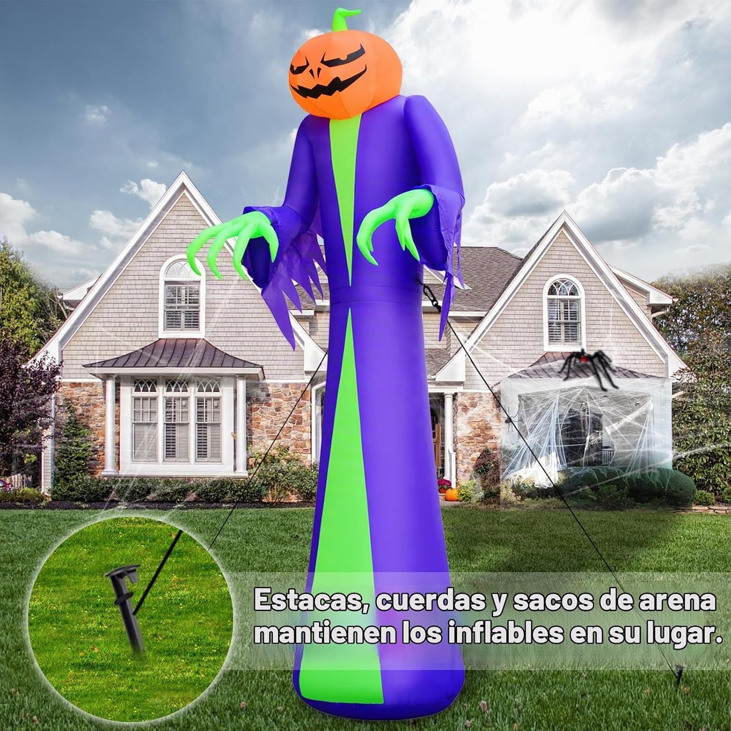 Inflables gigantes de Halloween de 12 pies, decoración de patio con...