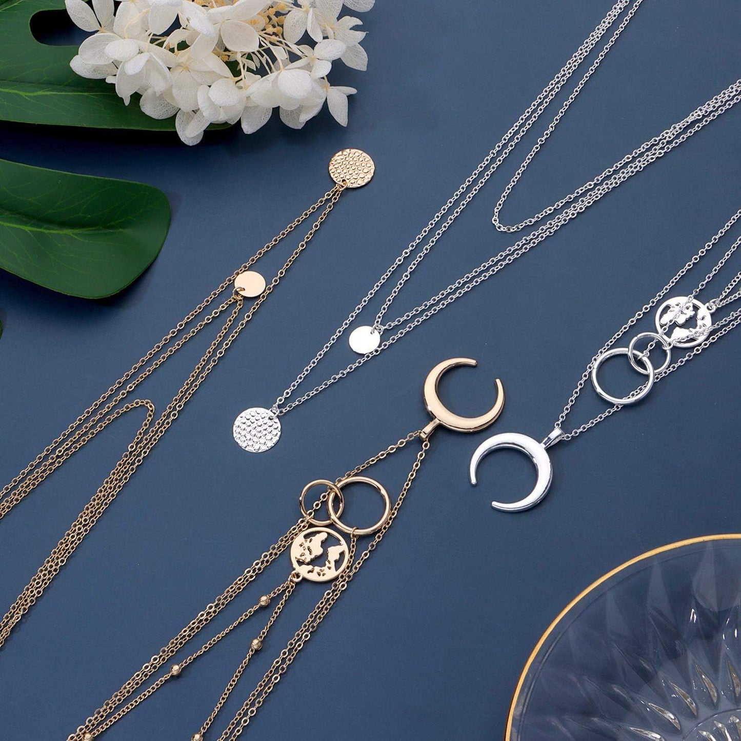 Biokia 6 collares en capas para mujer, collares largos de oro, garg...