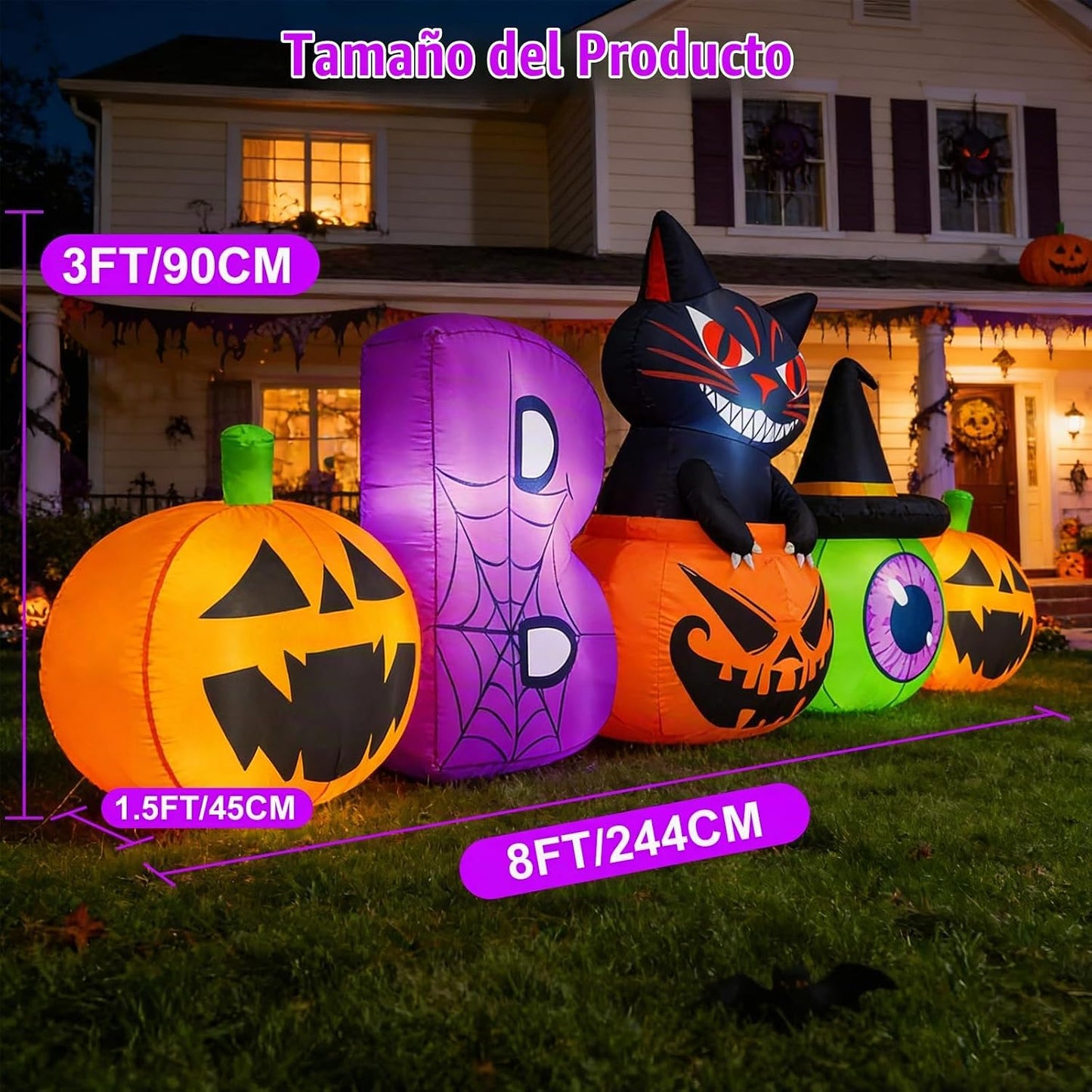 Danxilu Calabaza inflable de Halloween de 8 pies con decoraciones a...