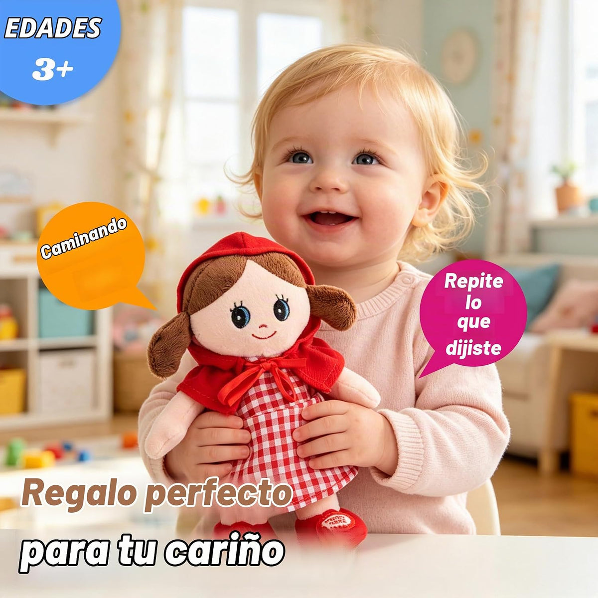 Hopearl Muñeca que Habla y Canta Repite Lo Que Dices Niña Caminante...