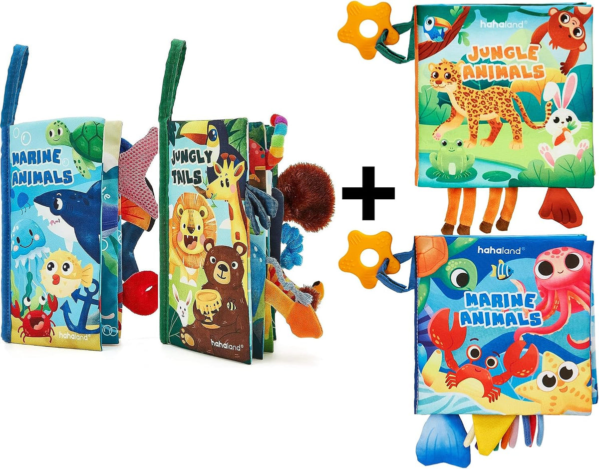 Juego de 4 libros de tela para bebés, juguetes suaves para bebés de...