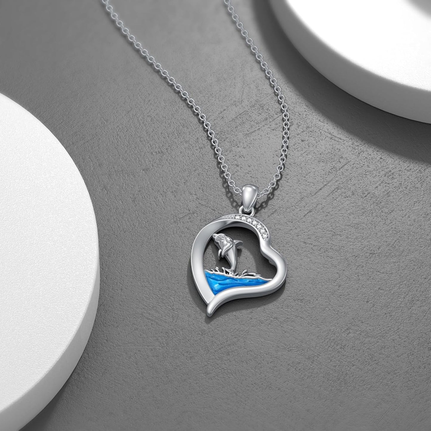 LWXIE Collar de playa de diamantes de plata de ley 925 con dije de...