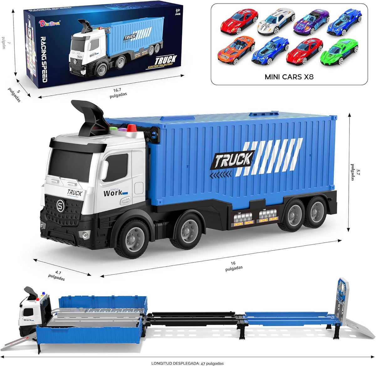 Camión Transportador de Pista de Carreras Juguetes para Niños Peque...