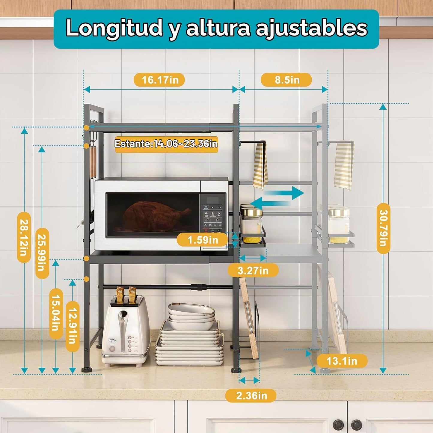 DOLALIKE Estante para Horno de Microondas, Soporte de Microondas Ex...