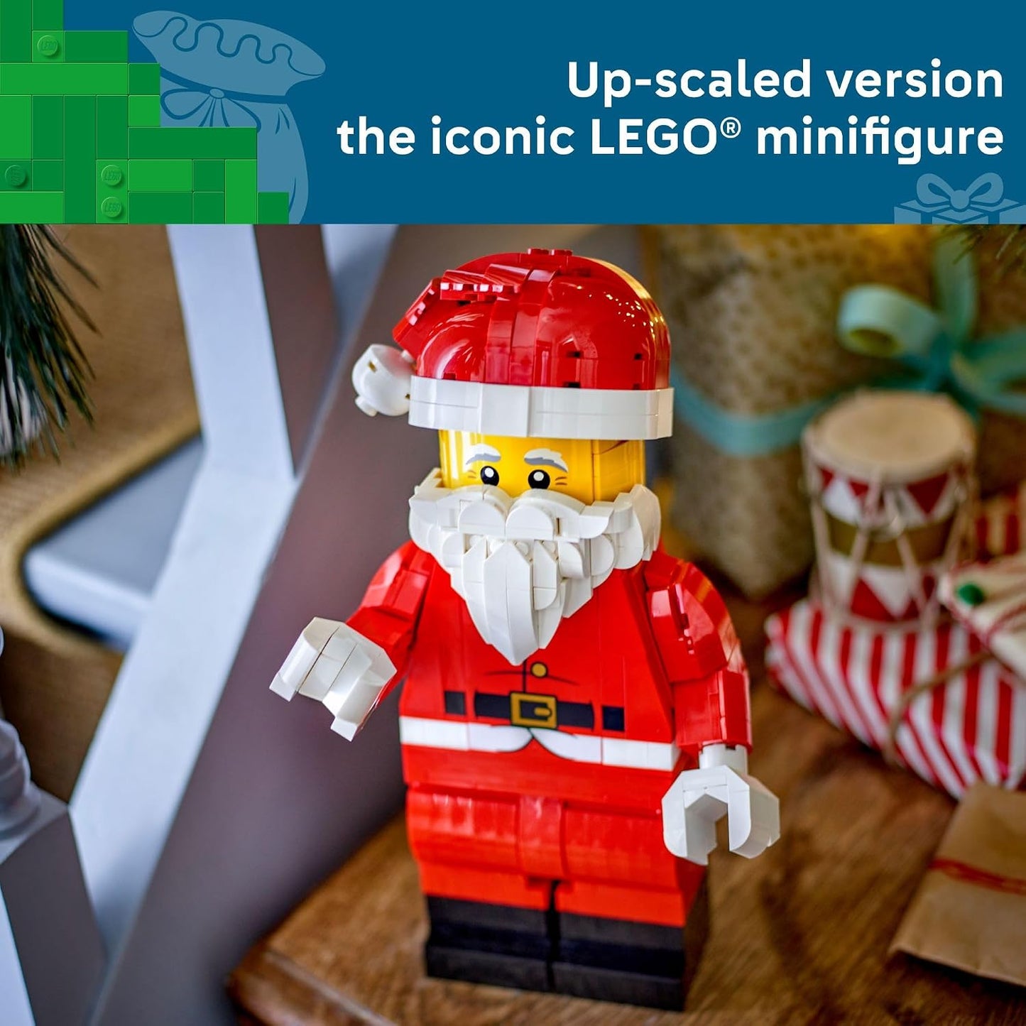 LEGO Juguete navideño de minifigura de Papá Noel a escala, decoraci...