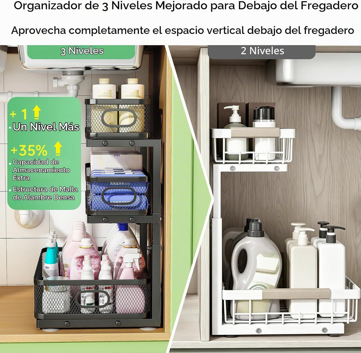 MeiChaoMeiJia Organizador para debajo del fregadero | Altura ajusta...