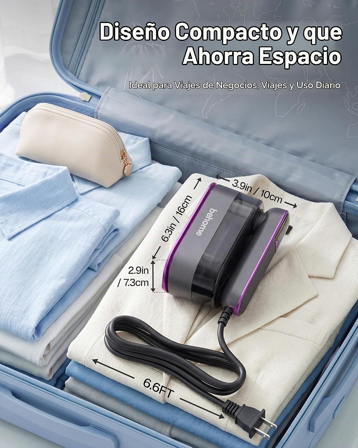 Behome Vaporizador de Viaje para Ropa, Plancha de Mano portátil de...