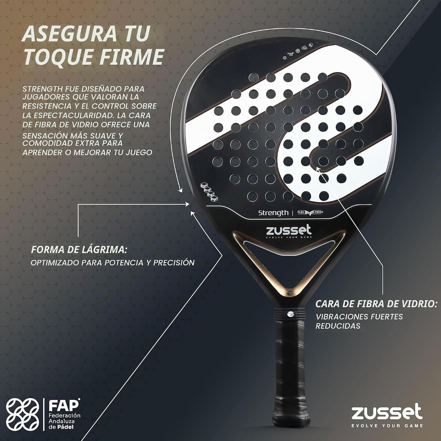 Pala de Padel ZUSSET Strength 2025 | Avanzada Forma Redonda Pala de...
