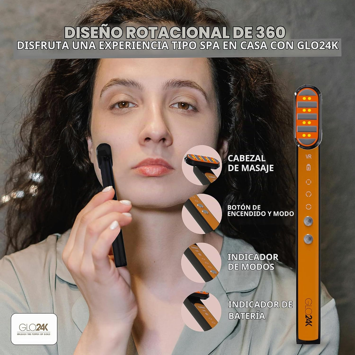 GLO24K Super Wand Plus Hydra Gel de 7 colores LED para una piel rad...