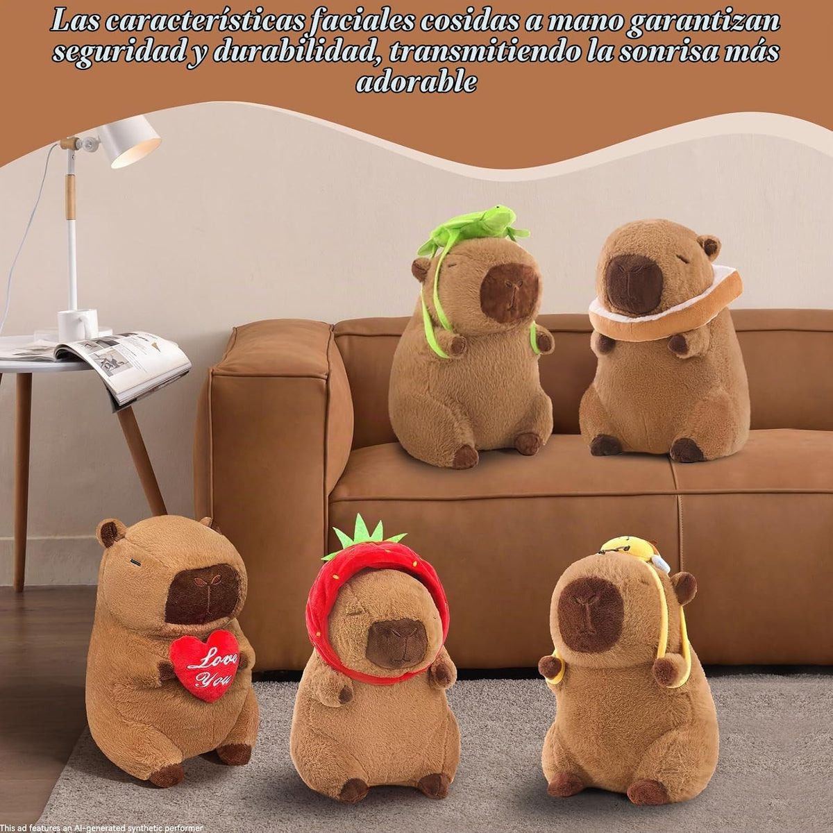 SHINUOER Lindo peluche de Capibara con tostadas de 9 pulgadas | Cap...