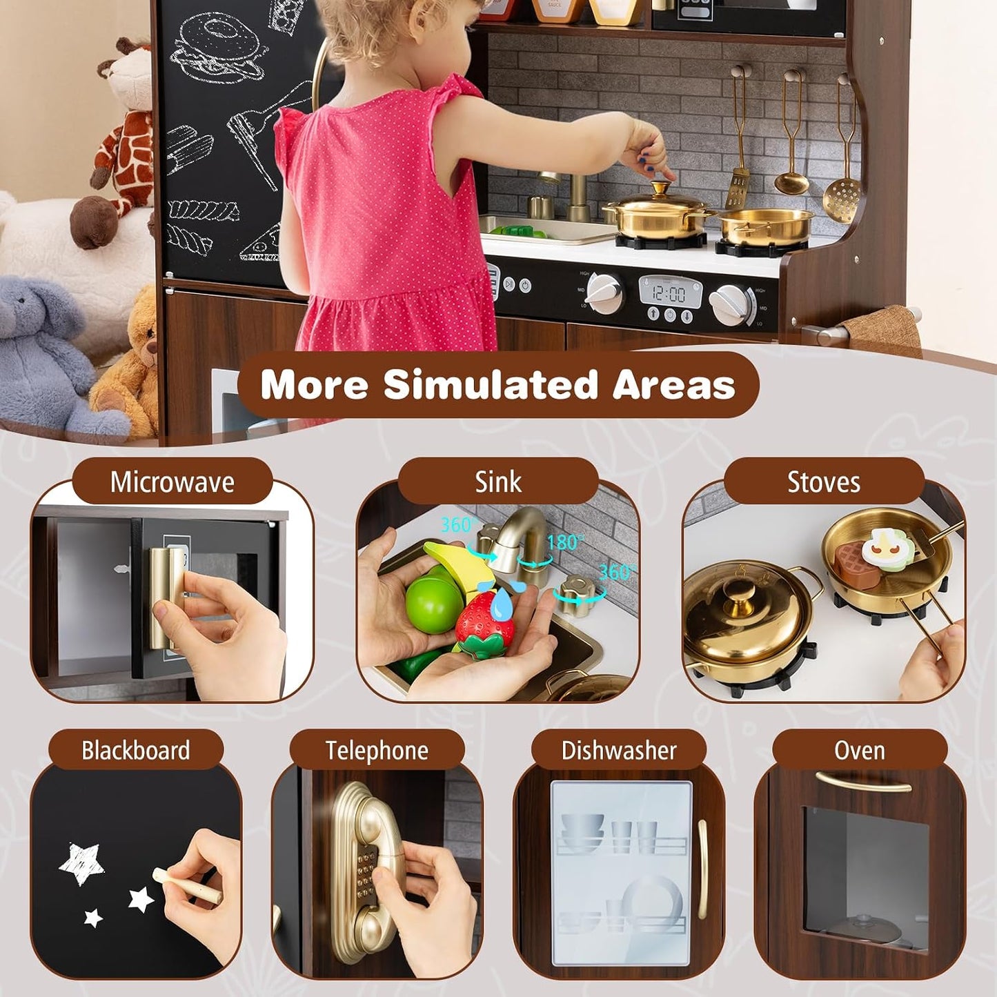 Costzon Juego de cocina para niños, juego de juguetes de cocina de...