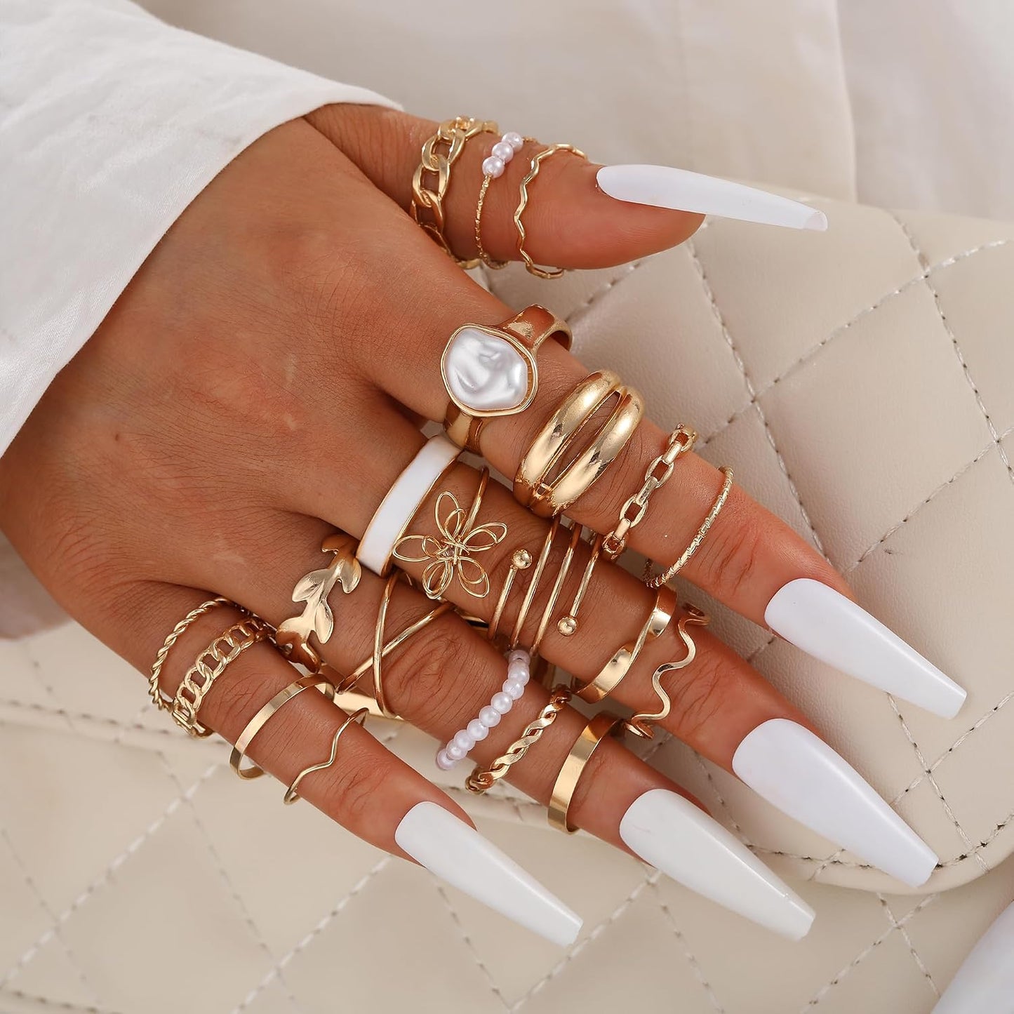 YEEZII Juego de 25 anillos dorados para nudillos para mujer, lindos...