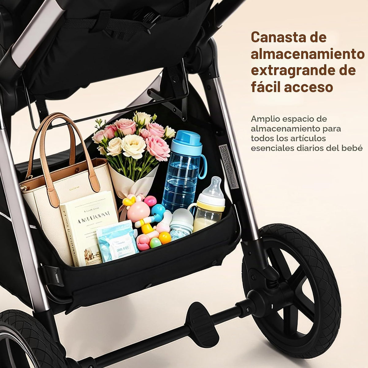 Cochecito de bebé convertible 2 en 1, asiento reclinable reversible...