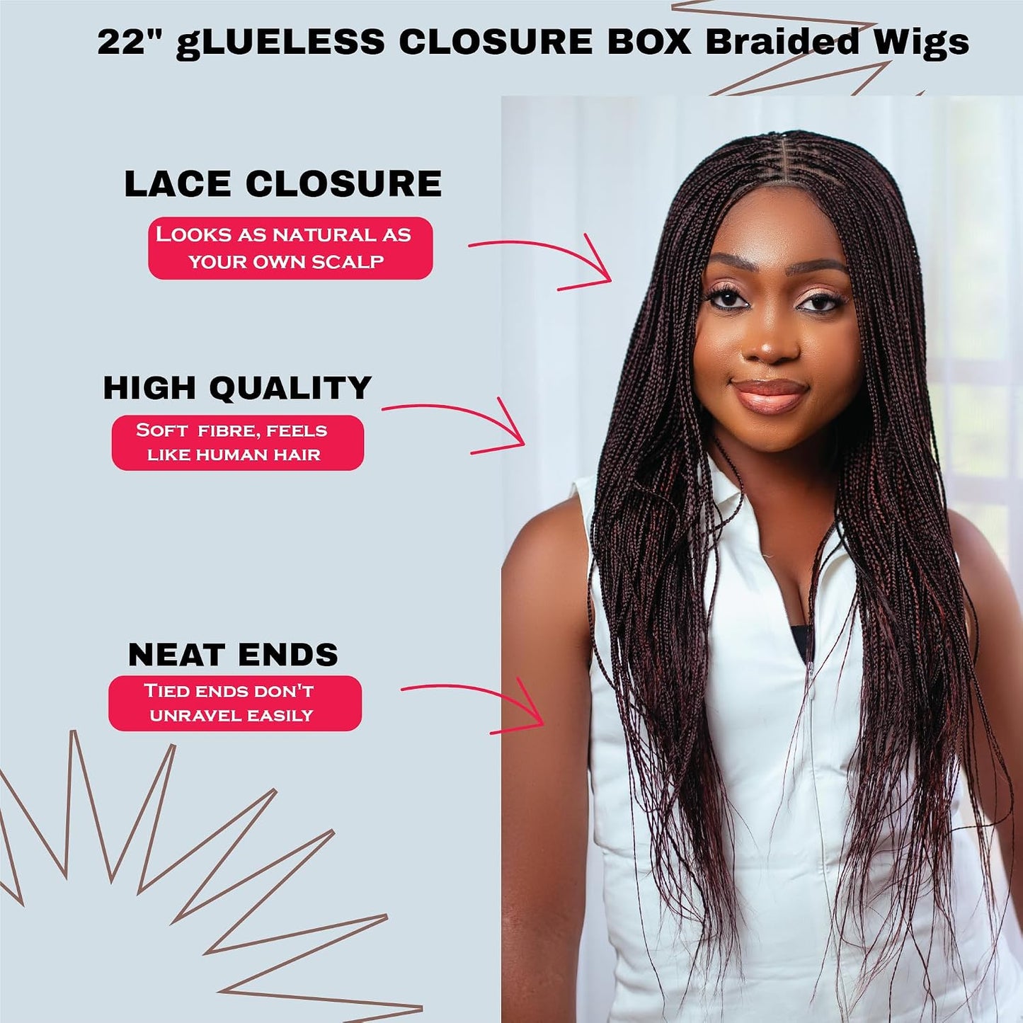 Wow Braids Pelucas trenzadas, peluca trenzada de micro millones, co...