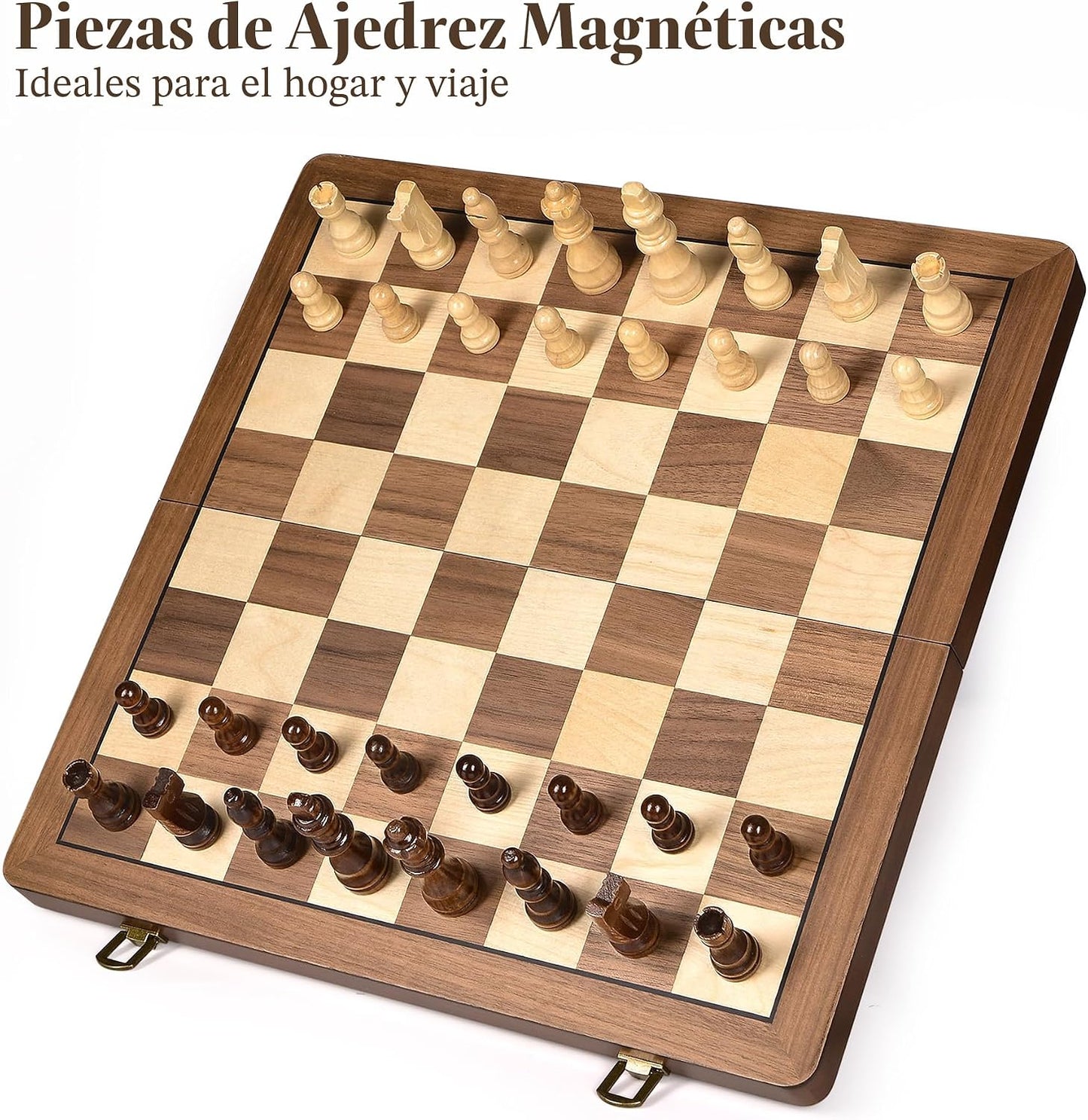 ELONGDI Juego de ajedrez de madera de 15" con piezas magnéticas...