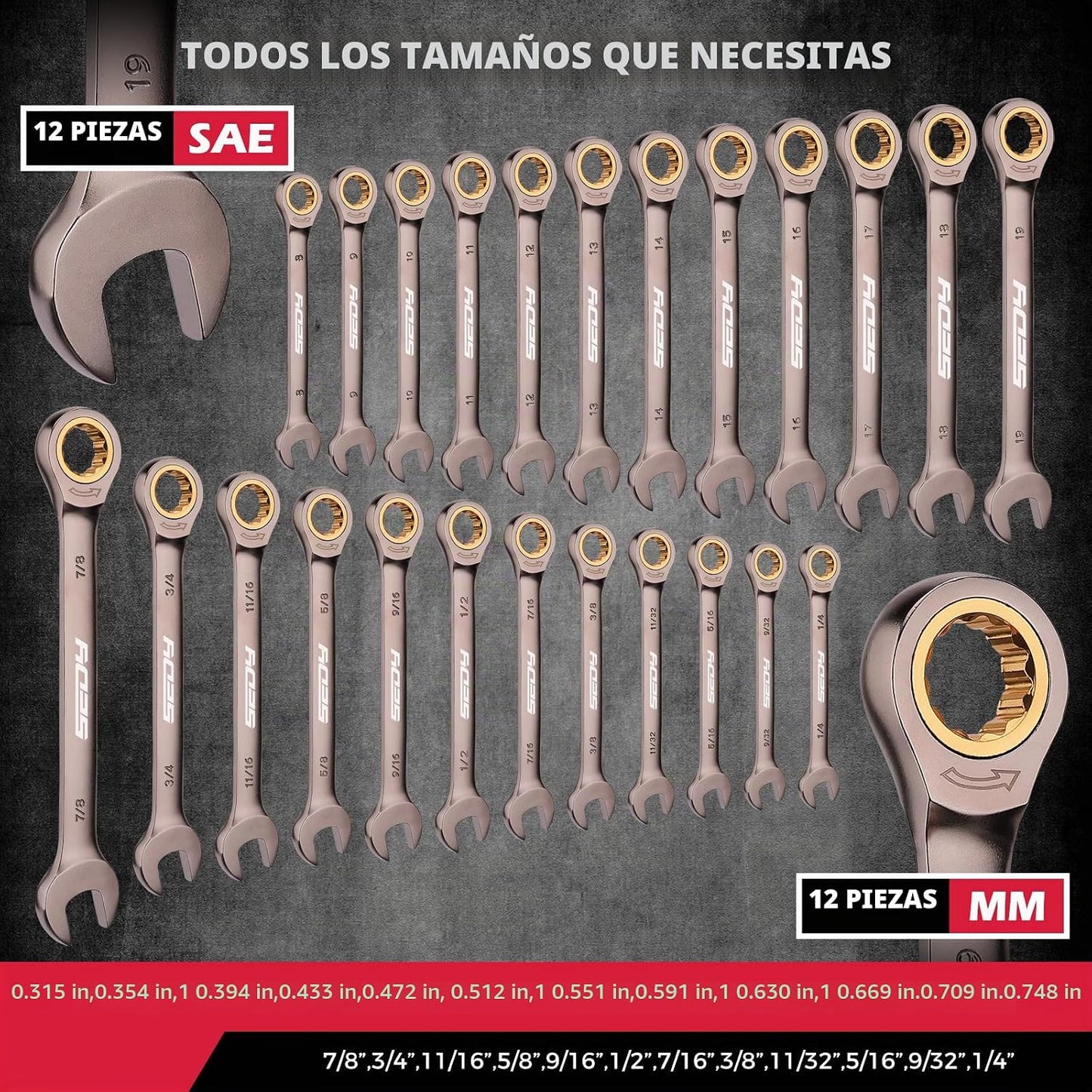 Juego Premium de 24 Llaves de Trinquete con Organizador Magnético,...