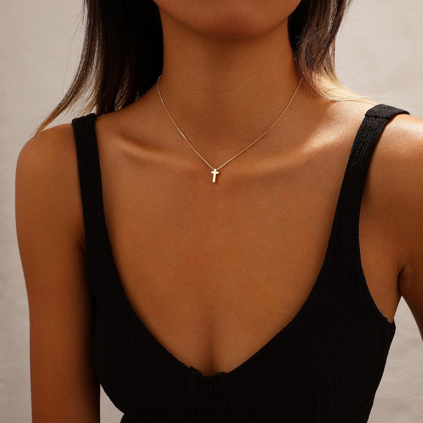 JIKASI Collar de cruz para mujer, chapado en oro o plata de 14 quil...