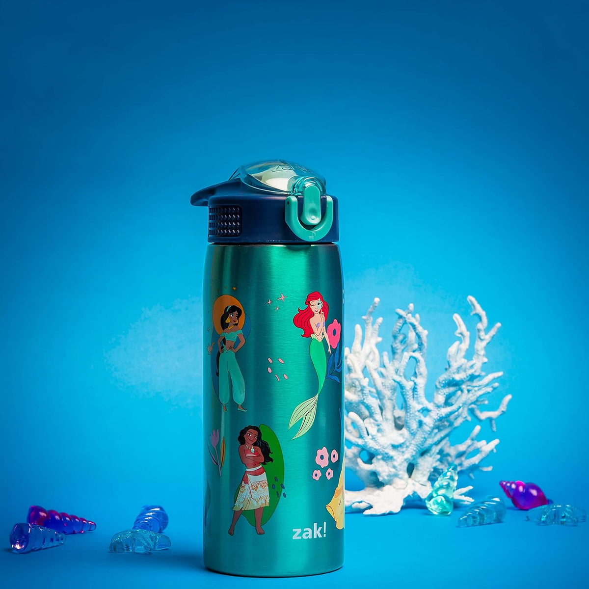 Zak Designs Disney Princess - Botella de agua para viajes y uso en...