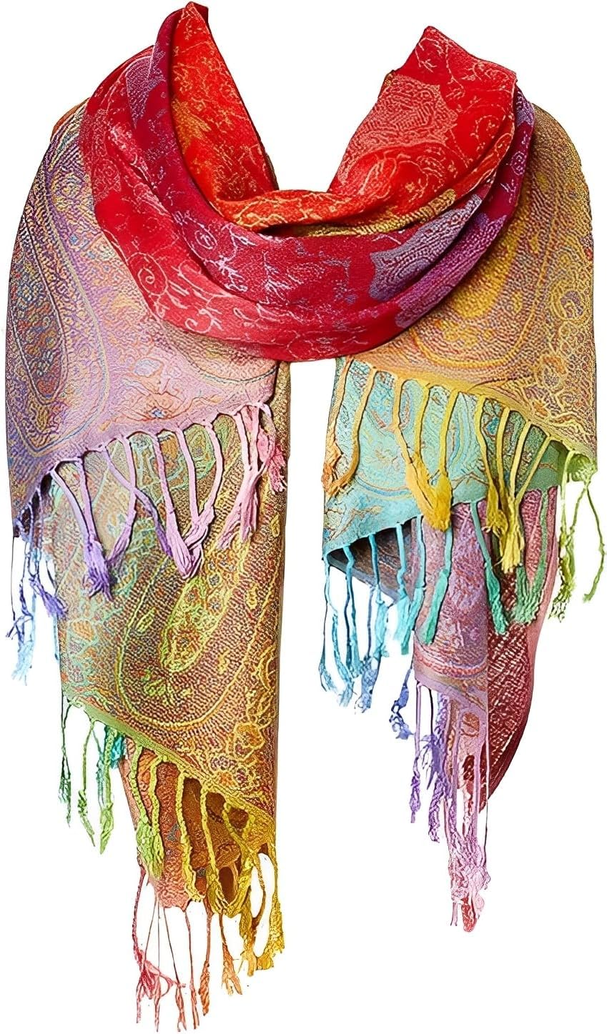 guiyal Bufanda suave vintage de jacquard de mezcla de algodón con b...