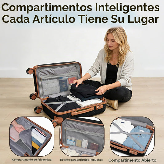 Voytra Juego de equipaje ABS Hardside maleta ligera con 8 ruedas gi...