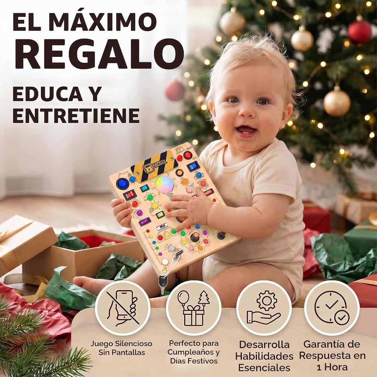 RichBoy Tableros ocupados, interruptor de luces, madera, 59 en 1, g...