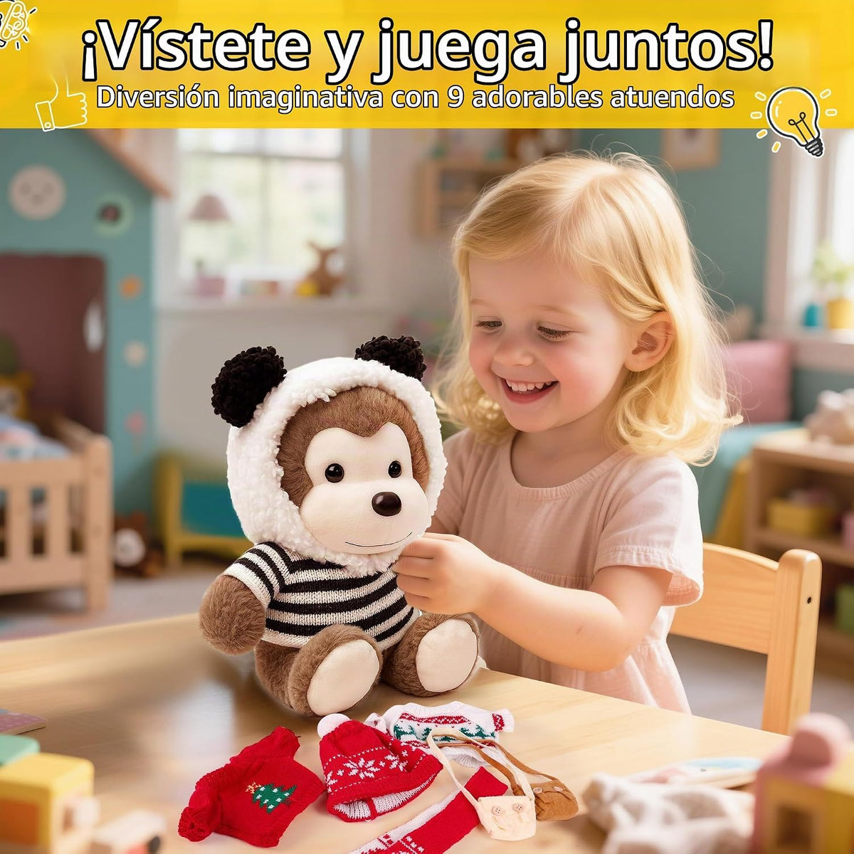 Destlife Mono de Peluche con 9 Prendas y Accesorios, 12 Pulgadas, N...