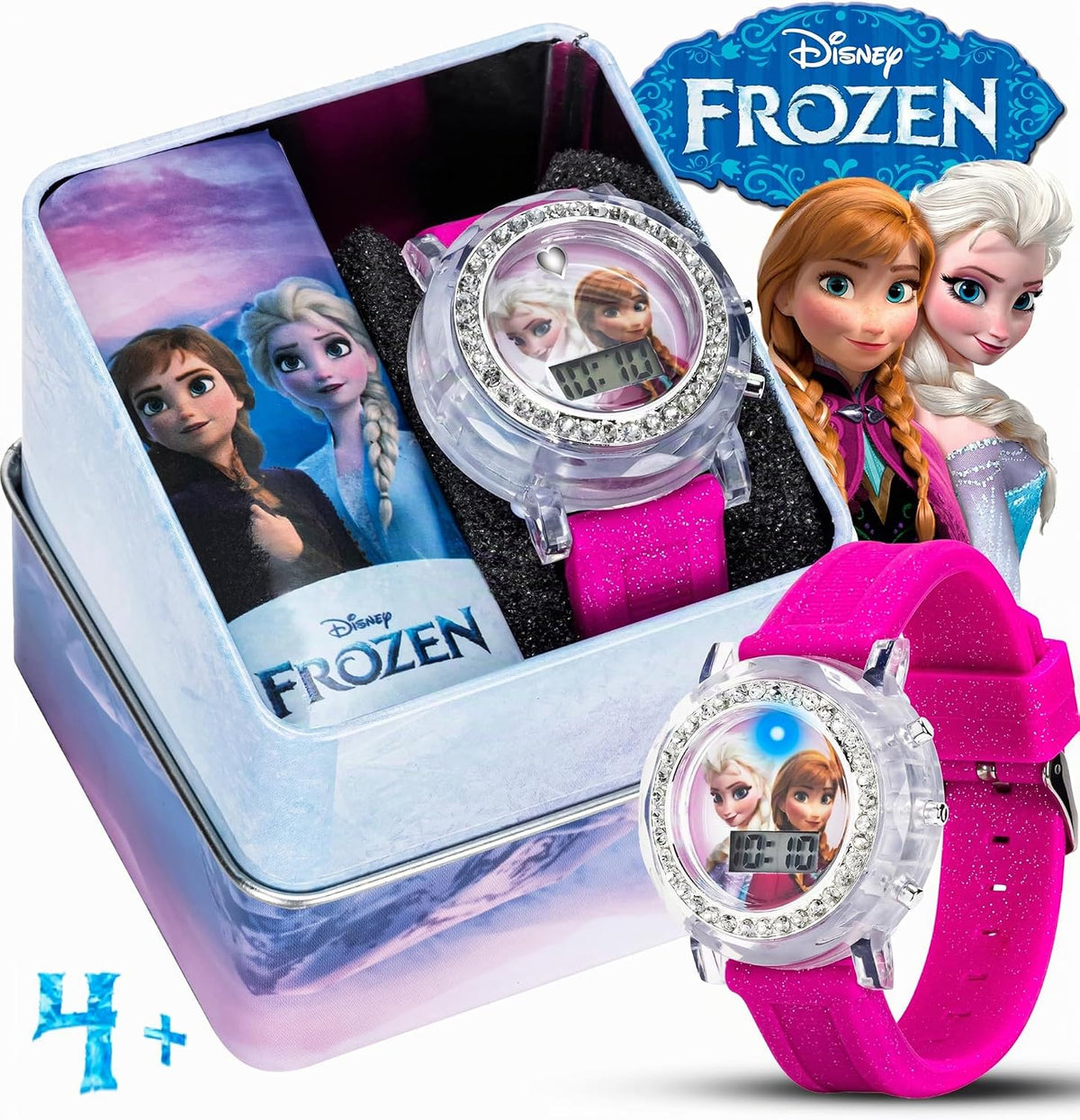 Frozen Elsa y Anna - Reloj LCD con correa de silicona