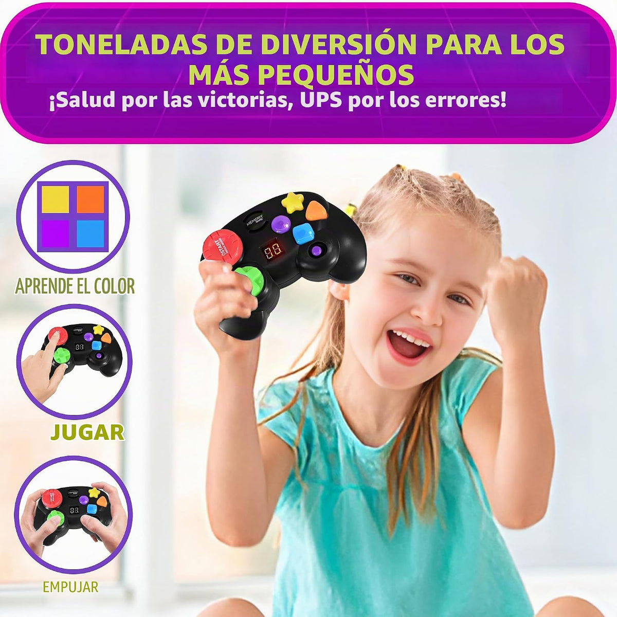 Controlador de juego de memoria portátil iluminado para niños de 4...