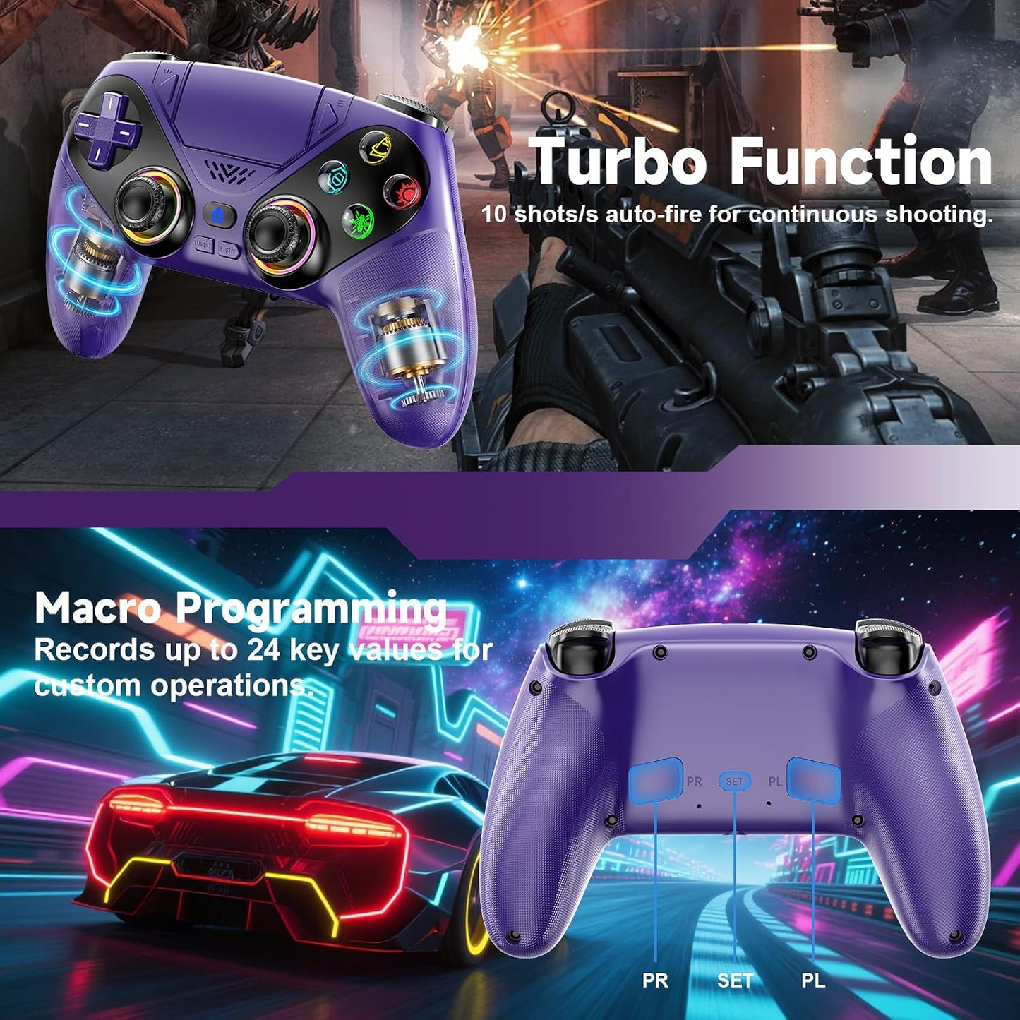 LENISUOLE Controlador inalámbrico para PS5\/PlayStation 5 y PC, mor...