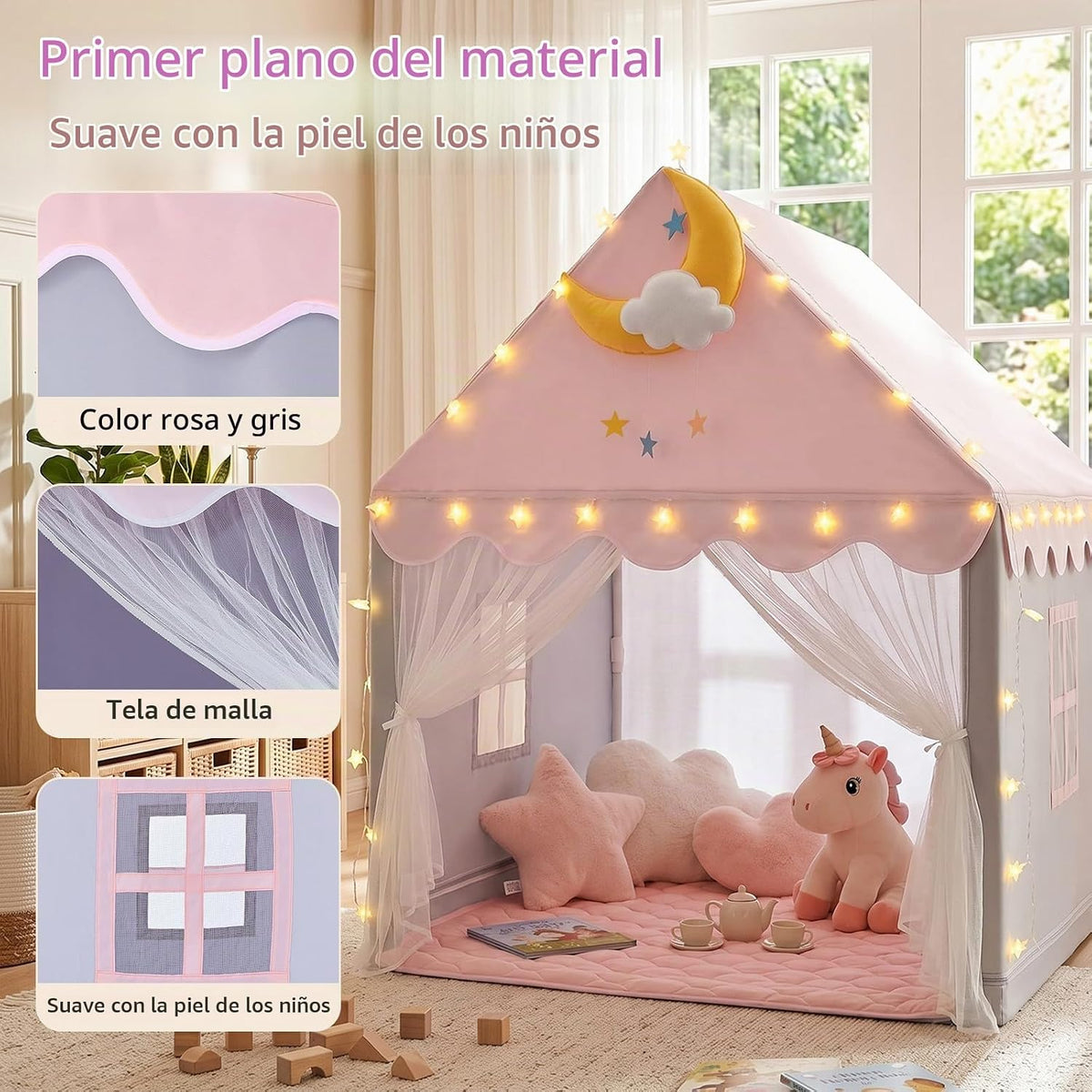 GeeSound Tienda de campaña para niños para niñas en el interior: co...