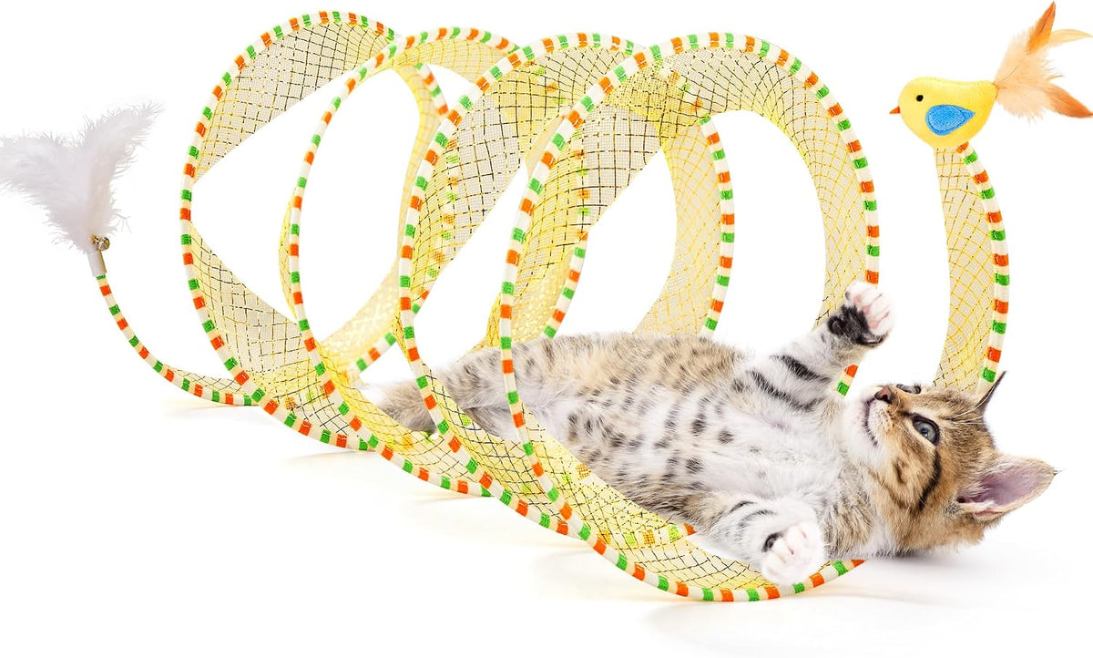 Potaroma Juguete espiral del gato del túnel, túnel plegable del gat...