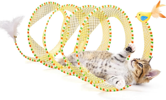 Potaroma Juguete espiral del gato del túnel, túnel plegable del gat...