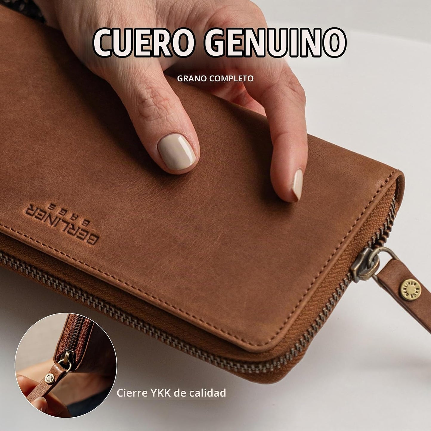 BERLINER BAGS Cartera de cuero genuino Margo, con bloqueo RFID, tar...