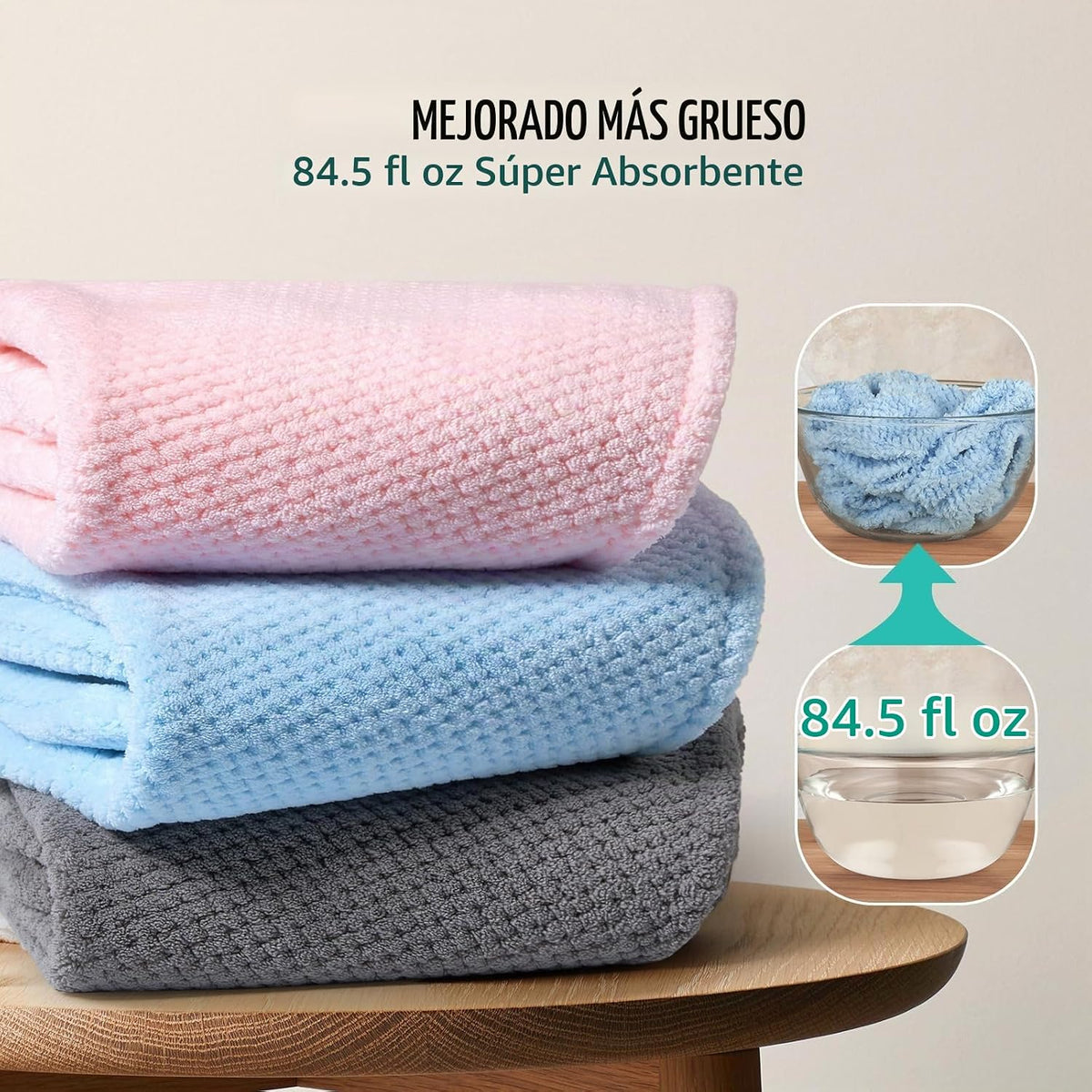 YFONG Paquete de 3 Toallas Grandes de Microfibra para Envolver el C...