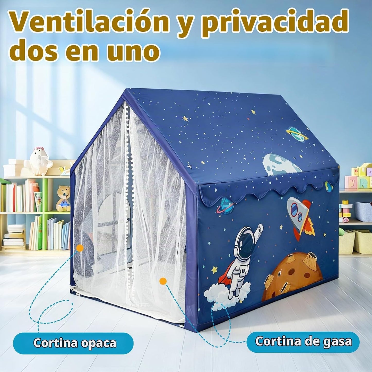Tienda espacial para niños, casa de juegos para interiores, con luz...