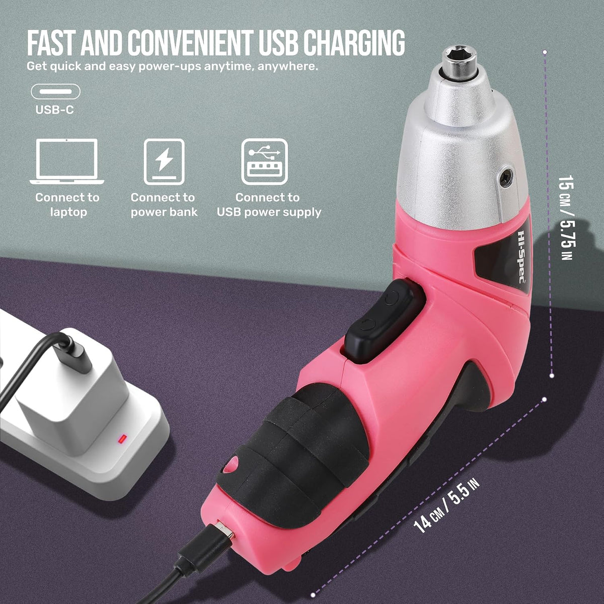 Hi-Spec Destornillador eléctrico inalámbrico de 3.6V y kit de herra...