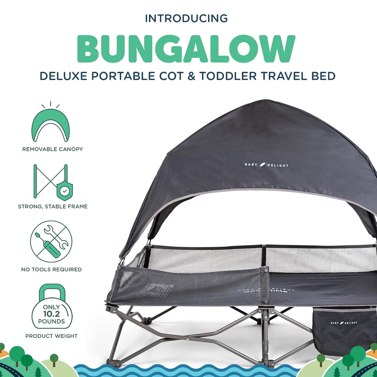 Baby Delight Go with Me Bungalow Deluxe - Cuna portátil, color gris...