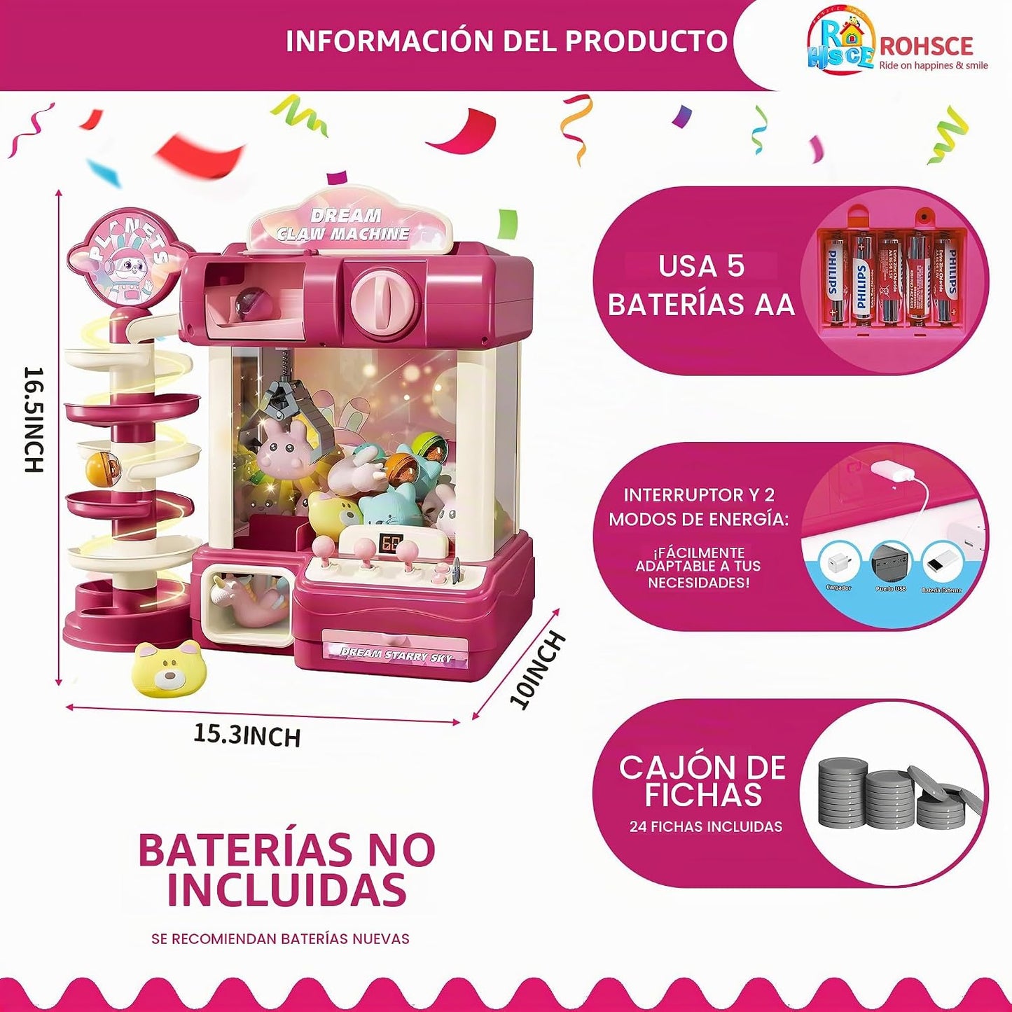 Máquina de garras para niños, mini máquina expendedora con luces de...